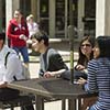 Group of students at a table outside